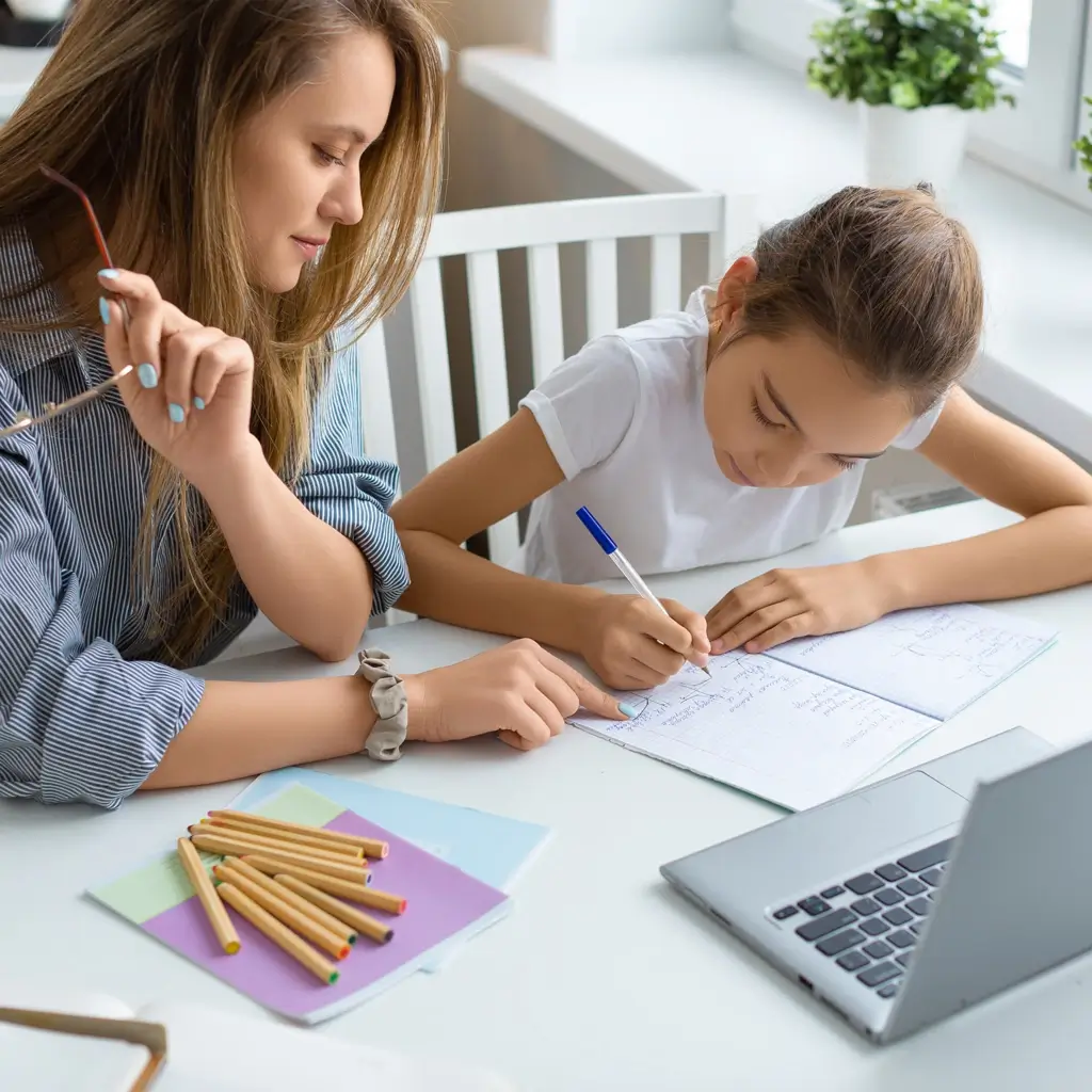 Une professeure donne un cours particulier à une élève entrant en 6ème au collège à Rombas