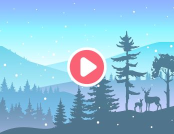 Illustration d'une forêt enneigée le soir de la Saint Sylvestre