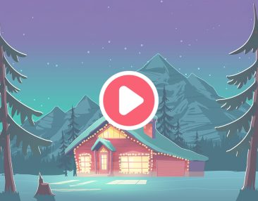 Illustration d'un chalet sous la neige à Noël